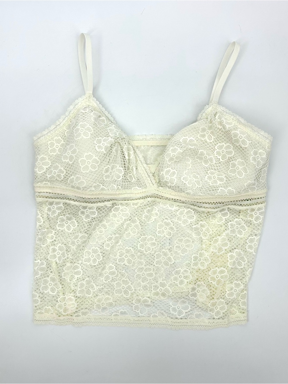 Aerie Beachside Lace Padded Bra Top Cream